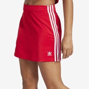 Adidas Scarlet Skirt with Classic White Stripes